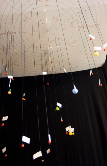 The Completed 3D Star Model from below. Sirius is the large blue star; Aipha Centauri is the trinary system.