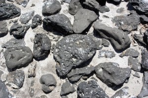 Basalt bones and oolitic sand at the shoreline of Great Salt Lake