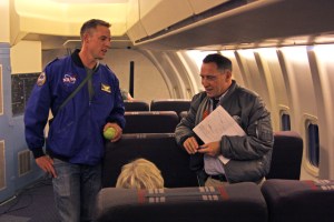 Matt Oates and Guy Norris, a correspondent for Aviation Week, on SOFIA.