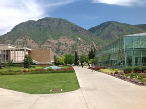 Y Mount and the Lee Library Atrium at BYU
