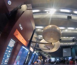 Models of Jupiter and Saturn in the new underground annex at Griffith Observatory.