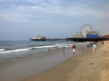 Santa Monica Pier and beach on August 2, 2014.