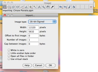 Raw import settings for Mars data