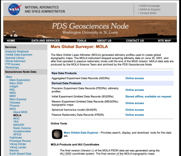 PDS-MOLA page
